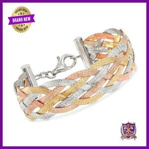 Sterling Silver Reversible Braid Bracelet 7" Lobster Clasp